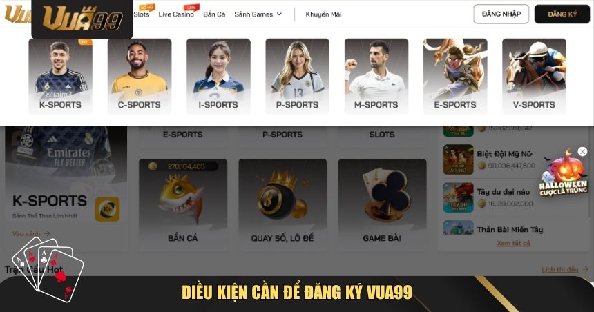 Điều kiện cần để đăng ký VUA99