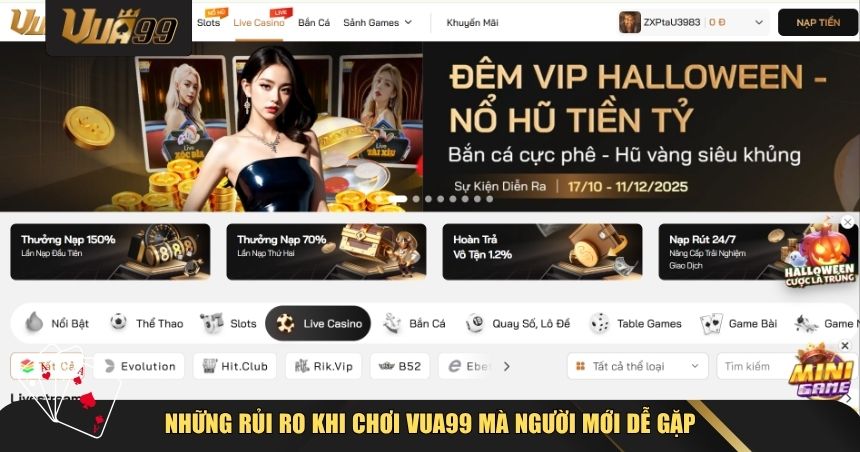Những rủi ro khi chơi VUA99 mà người mới dễ gặp