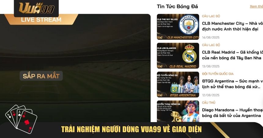 Trải nghiệm người dùng VUA99 về giao diện
